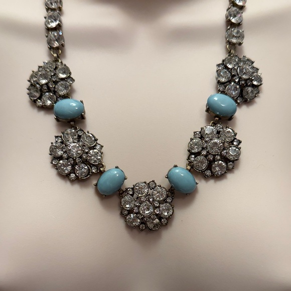 Elegant Crystal and Blue Beaded Necklace - Picture 2 of 3
